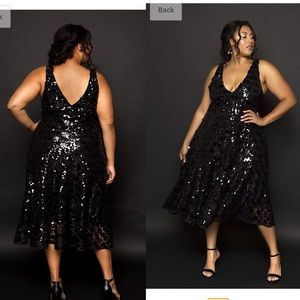 Astra signature 20s cut black sequin dress